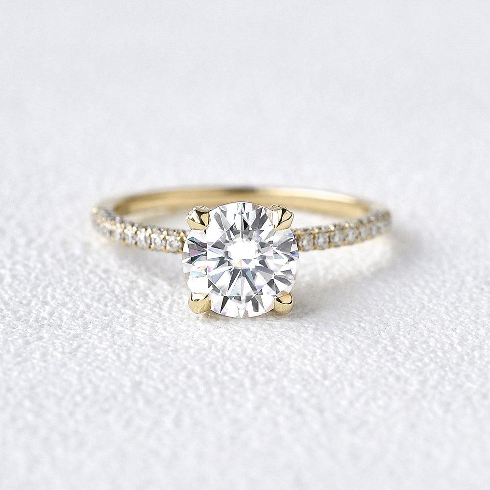 3.2 CT Round Cut Solitaire Pave Moissanite Engagement Ring