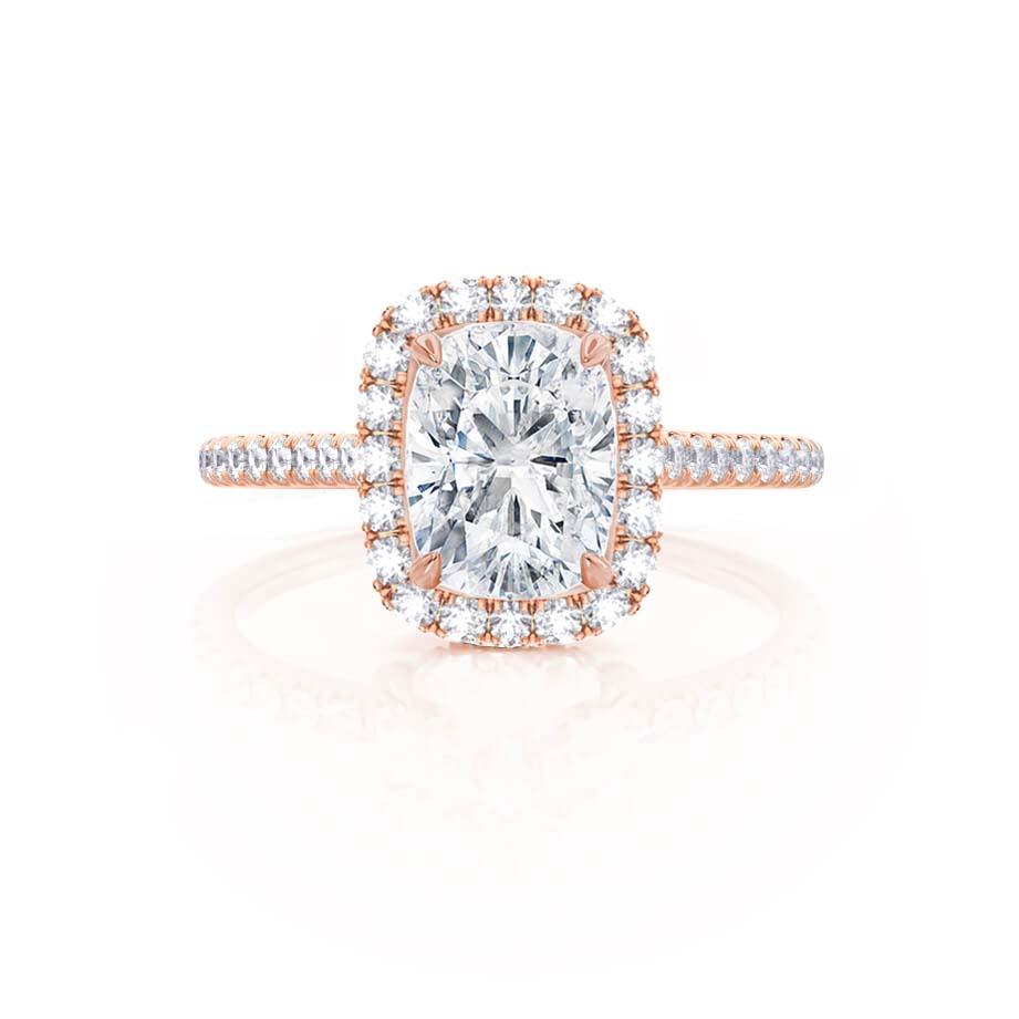 2.30 CT Elongated Cushion Shaped Moissanite Halo Style Engagement Ring
