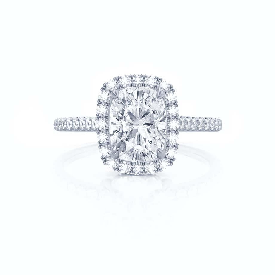 2.30 CT Elongated Cushion Shaped Moissanite Halo Engagement Ring