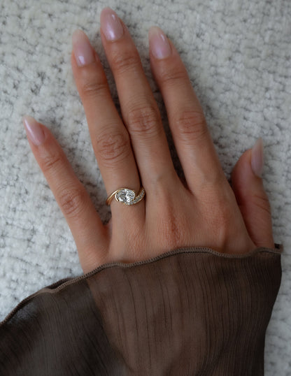 1.0 - 2.0 CT Oval Cut Lab Grown Diamond Pavé Unique Setting Engagement Ring