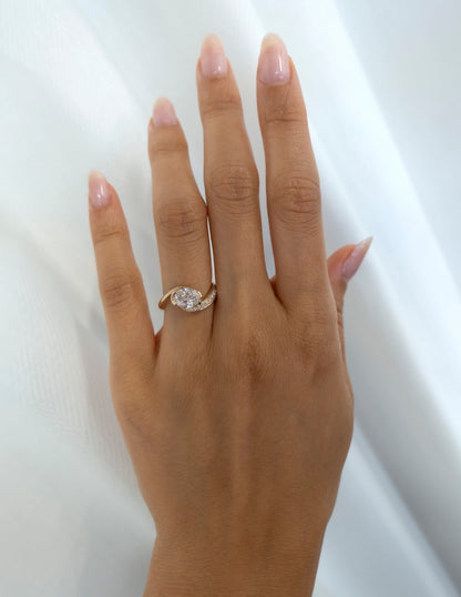 1.0 - 2.0 CT Oval Cut Lab Grown Diamond Pavé Unique Setting Engagement Ring