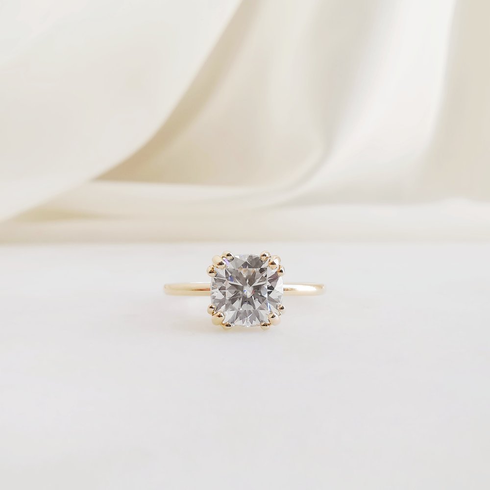 1.50 CT Cushion Shaped Moissanite Solitaire Engagement Ring