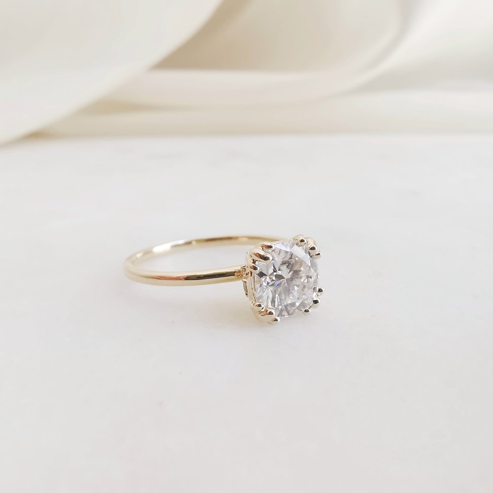 1.50 CT Cushion Shaped Moissanite Solitaire Engagement Ring