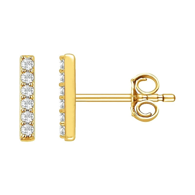 0.12 TCW Round Cut Bar Moissanite Earrings