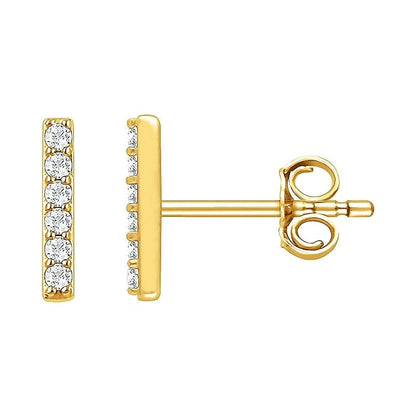0.12 TCW Round Cut Bar Moissanite Earrings