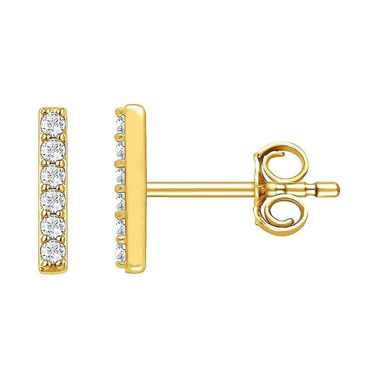 0.12 TCW Round Cut Bar Moissanite Earrings