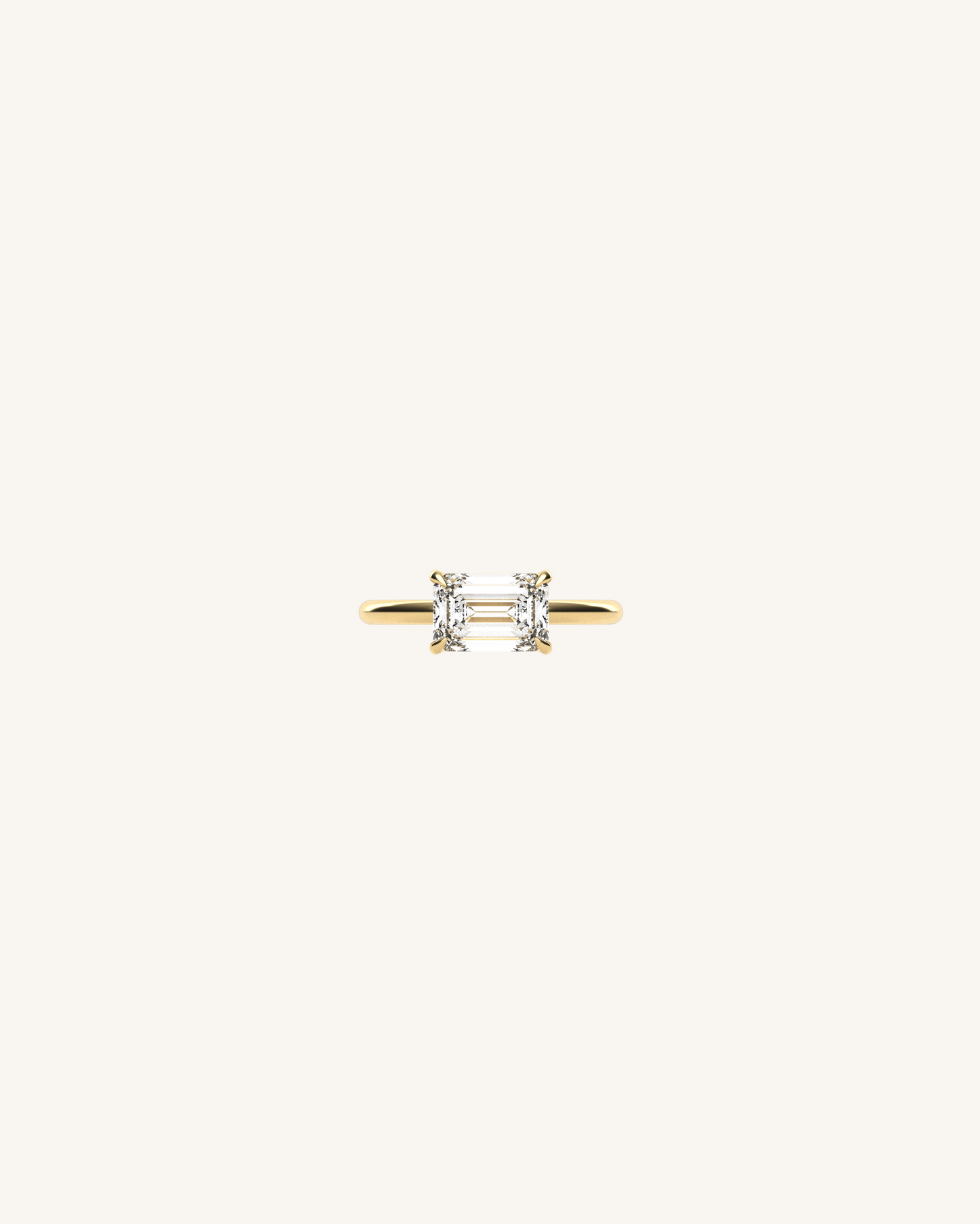 Emerald Solitare Moissanite Engagement Ring