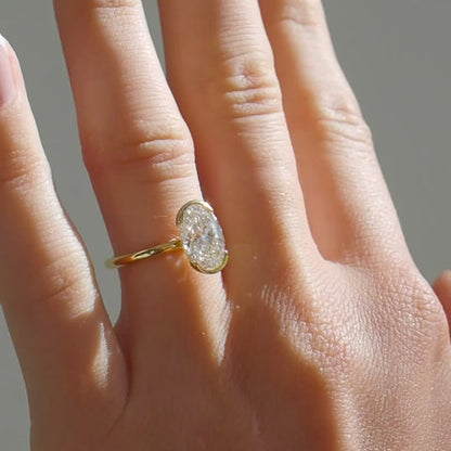 Oval Solitaire Moissanite Engagement Ring