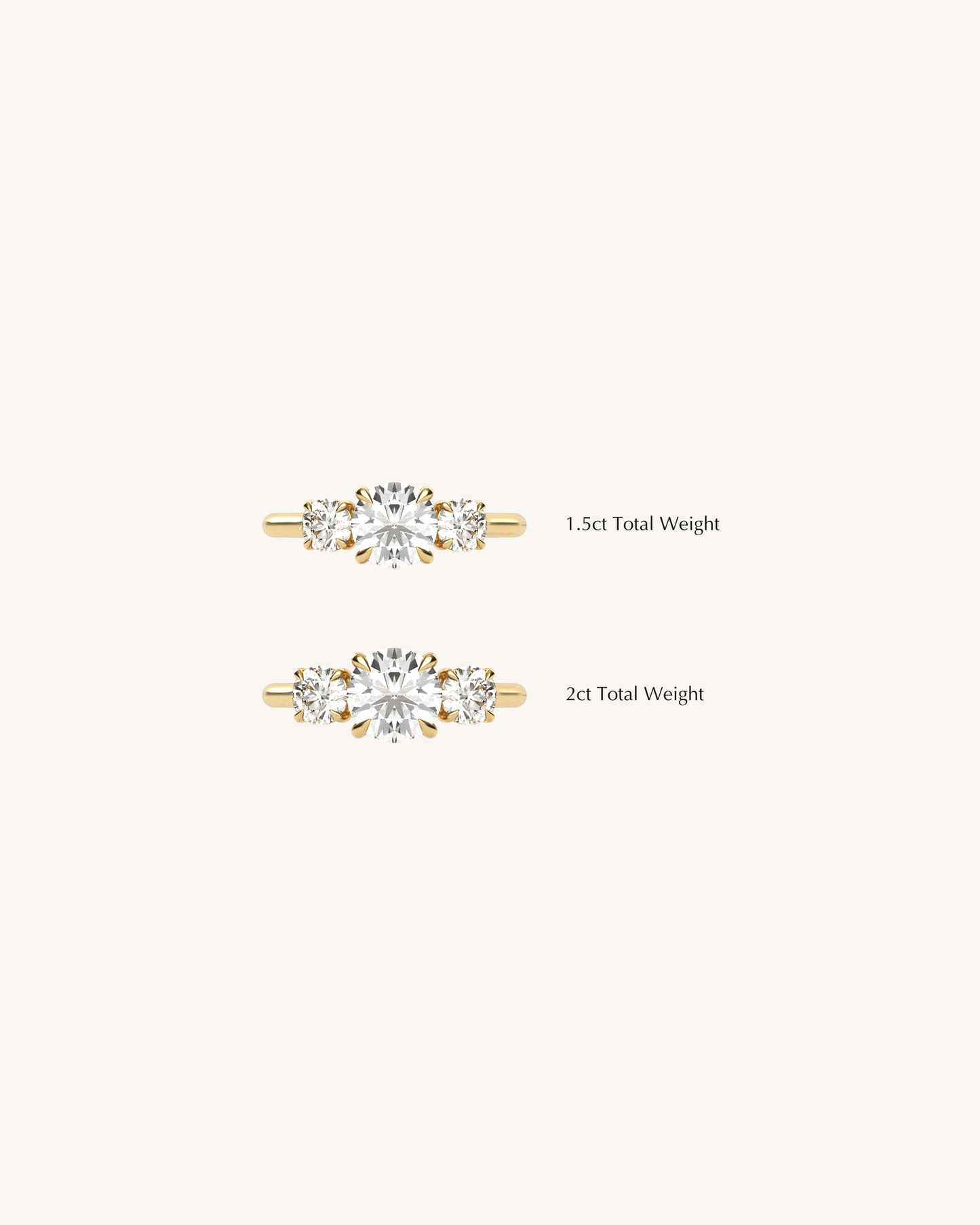Oval Three Stone Moissanite Engagement Ring