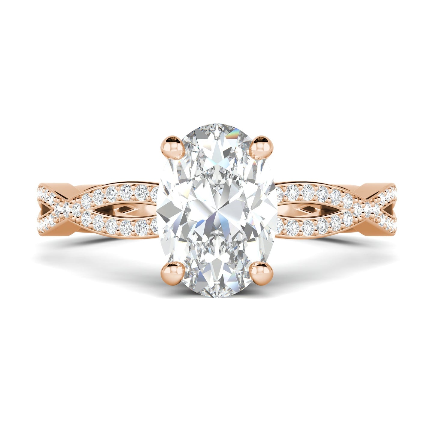 1.33 CT Oval Cut Twisted Pave Moissanite Engagement Ring