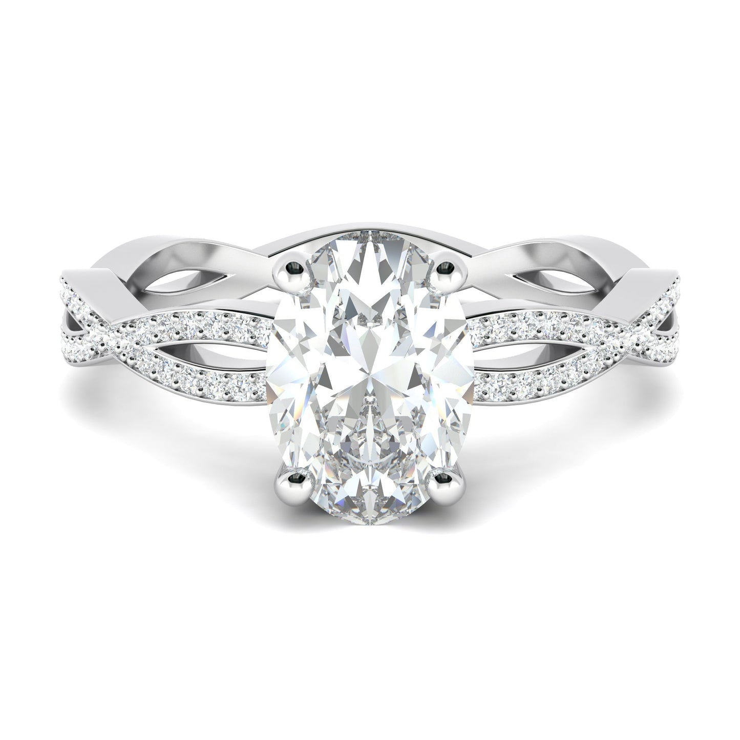 1.33 CT Oval Cut Twisted Pave Moissanite Engagement Ring