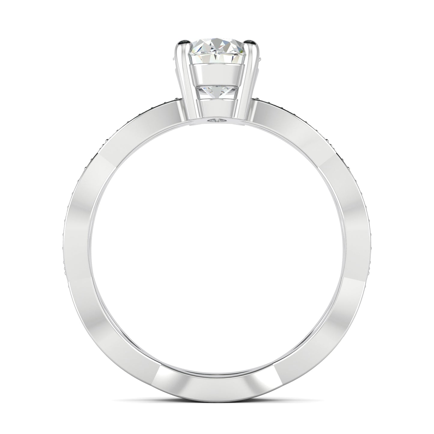 1.33 CT Oval Cut Twisted Pave Moissanite Engagement Ring