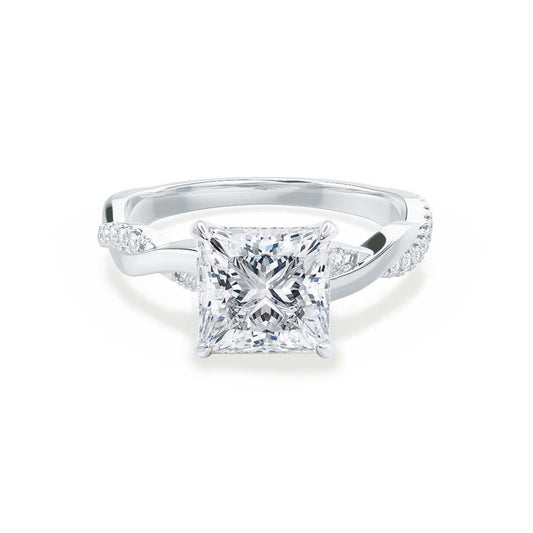 1.92 CT Princess Shaped Moissanite Solitaire Twisted Style Engagement Ring