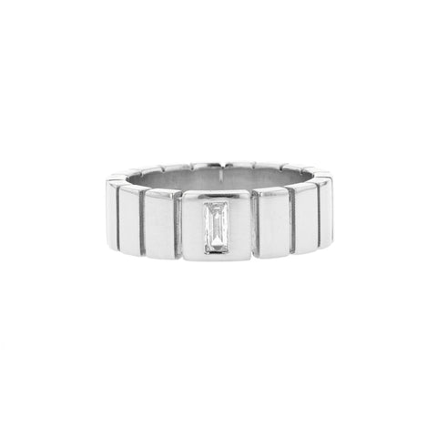 Polished Finish Stone Setting Men's Classic Wedding Band