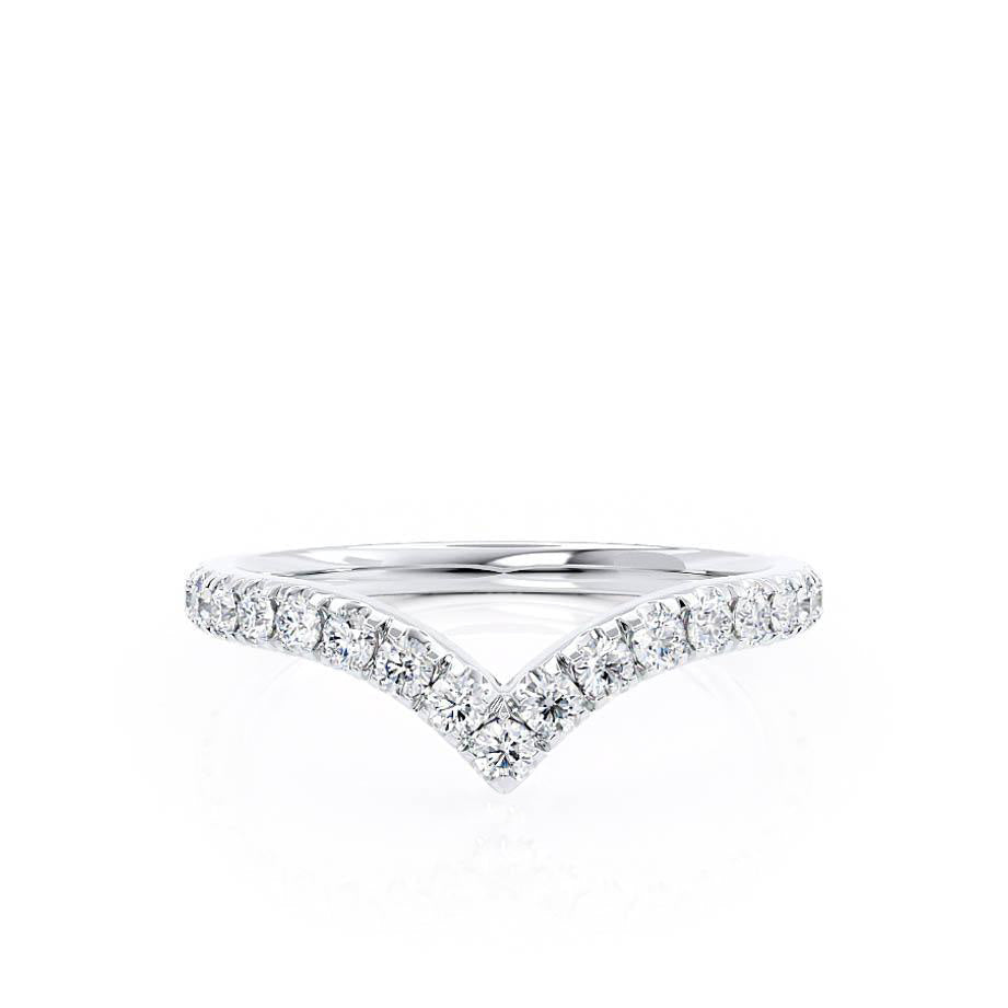 0.21 CT Round Shaped Moissanite Curved Style Wedding Band