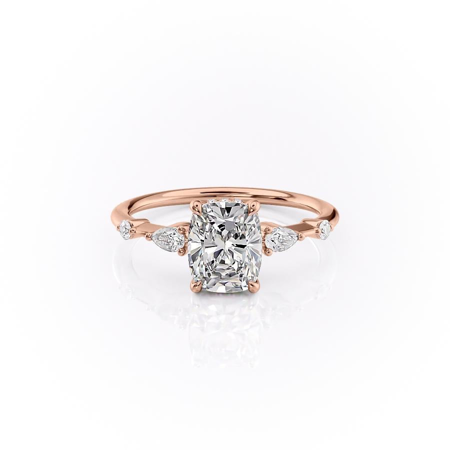 2.0 CT Elongated Cushion Cut Hidden Halo Moissanite Engagement Ring