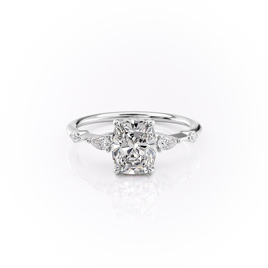 2.0 CT Elongated Cushion Cut Hidden Halo Moissanite Engagement Ring