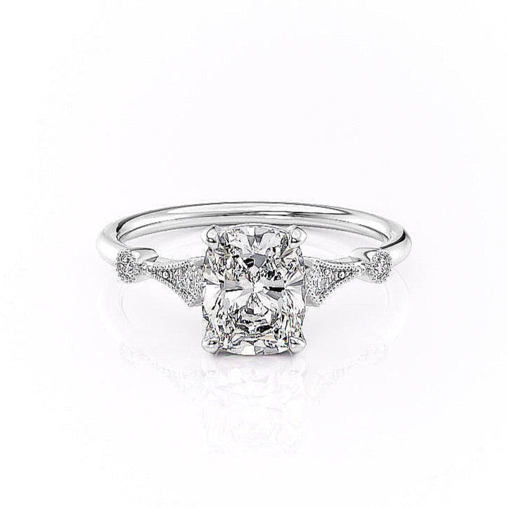 2.0 CT Elongated Cushion Cut Hidden Halo Moissanite Engagement Ring