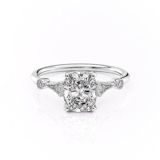 2.0 CT Elongated Cushion Cut Hidden Halo Moissanite Engagement Ring