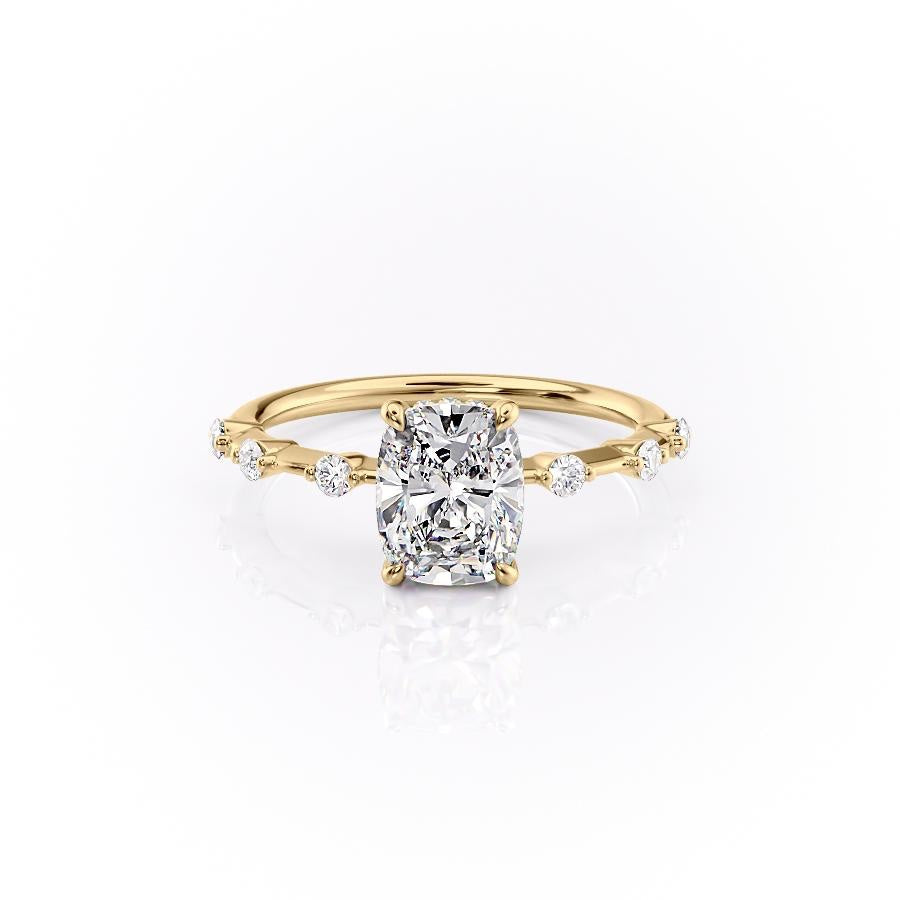 2.0 CT Elongated Cushion Cut Solitaire Dainty Style Moissanite Engagement Ring