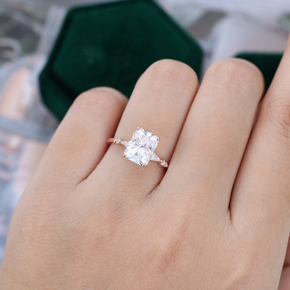 2.43 CT Radiant Shaped Moissanite Pave Setting Engagement Ring