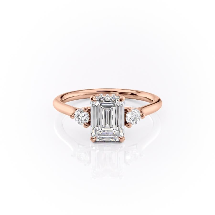 1.91 CT Emerald Cut Three Stone Moissanite Engagement Ring