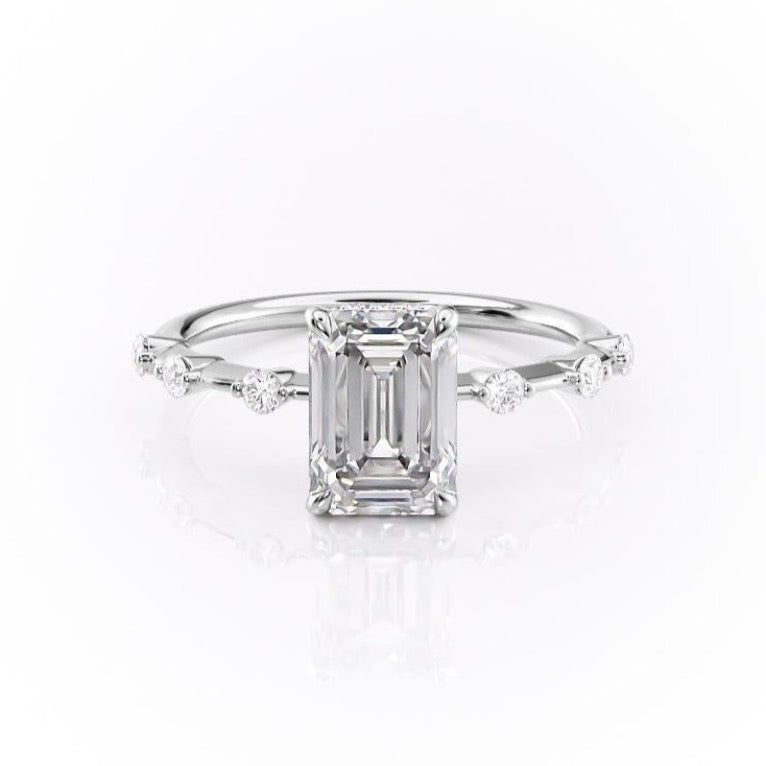 2.10 CT Emerald Cut Solitaire Dainty Style Moissanite Engagement Ring