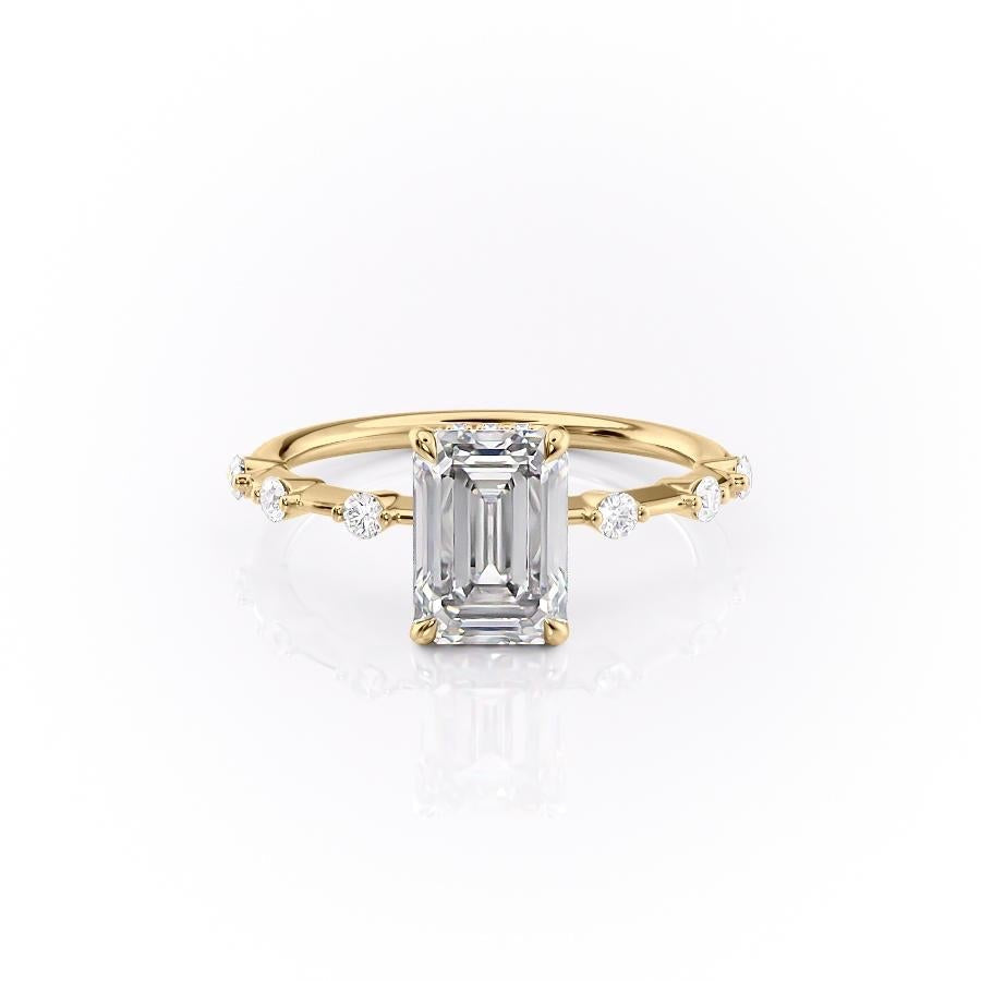 2.10 CT Emerald Cut Solitaire Dainty Style Moissanite Engagement Ring