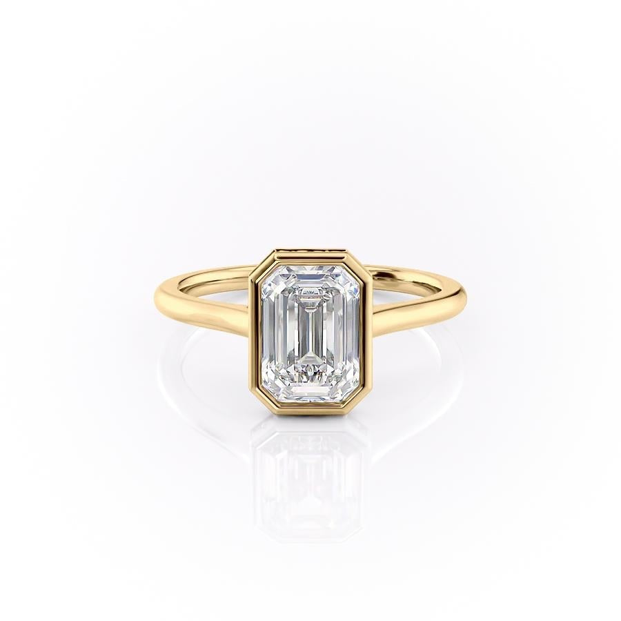 2.10 CT Emerald Cut Bezel Solitaire Moissanite Engagement Ring