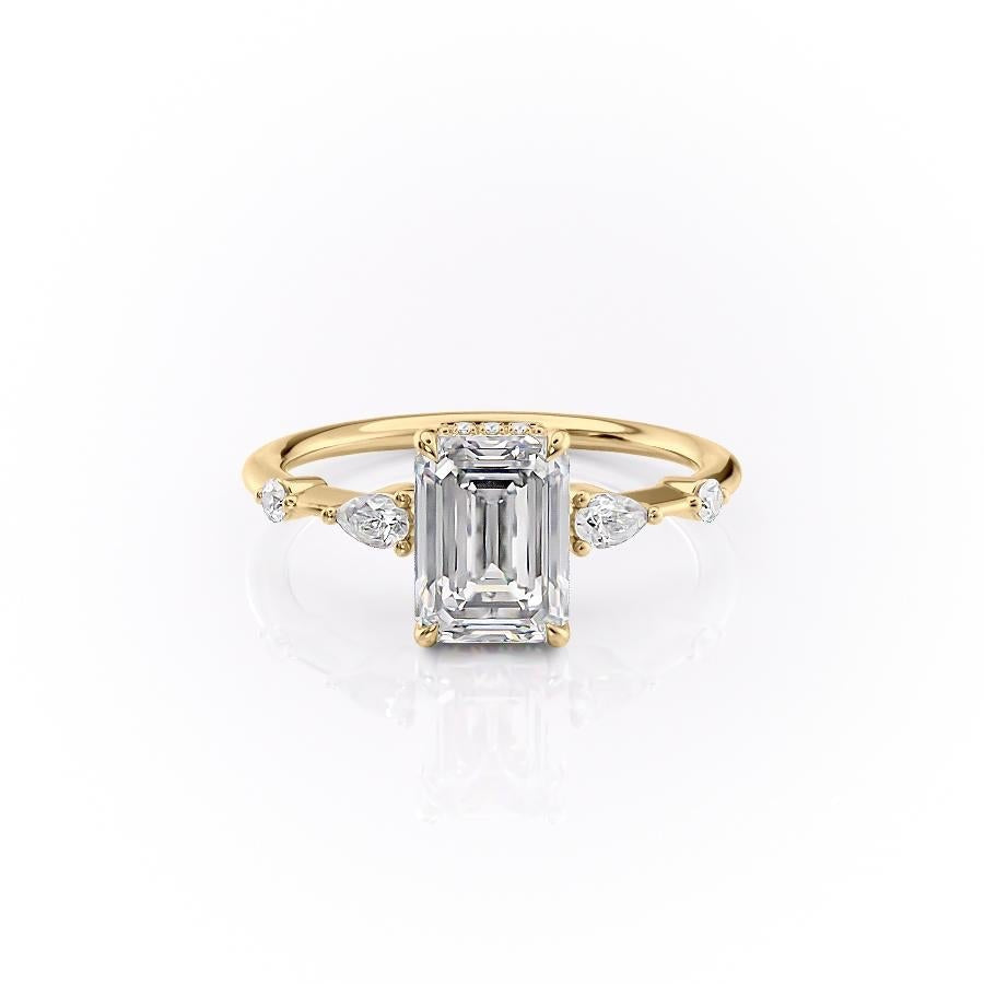 1.91 CT Emerald Cut Solitaire Hidden Halo Setting Moissanite Engagement Ring