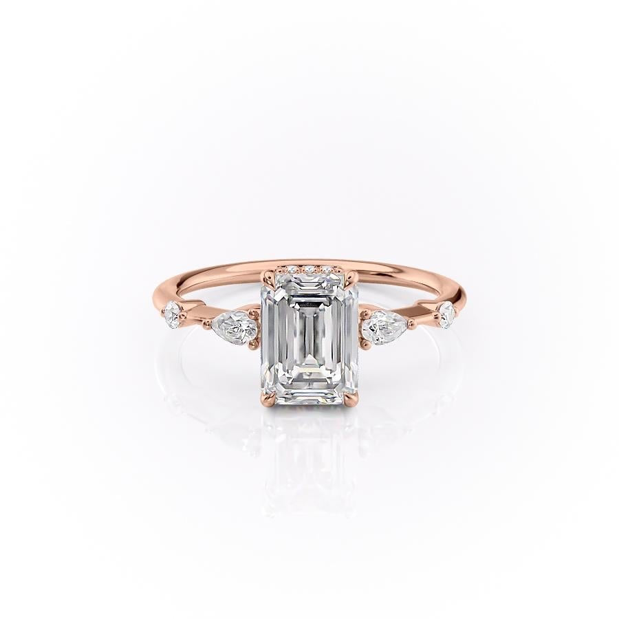 1.91 CT Emerald Cut Solitaire Hidden Halo Setting Moissanite Engagement Ring