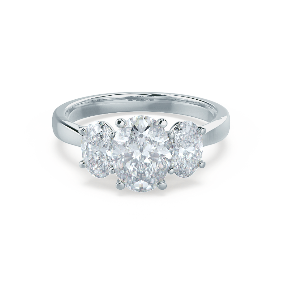1.5 CT Oval Shaped Moissanite Three Stone Engagement Ring