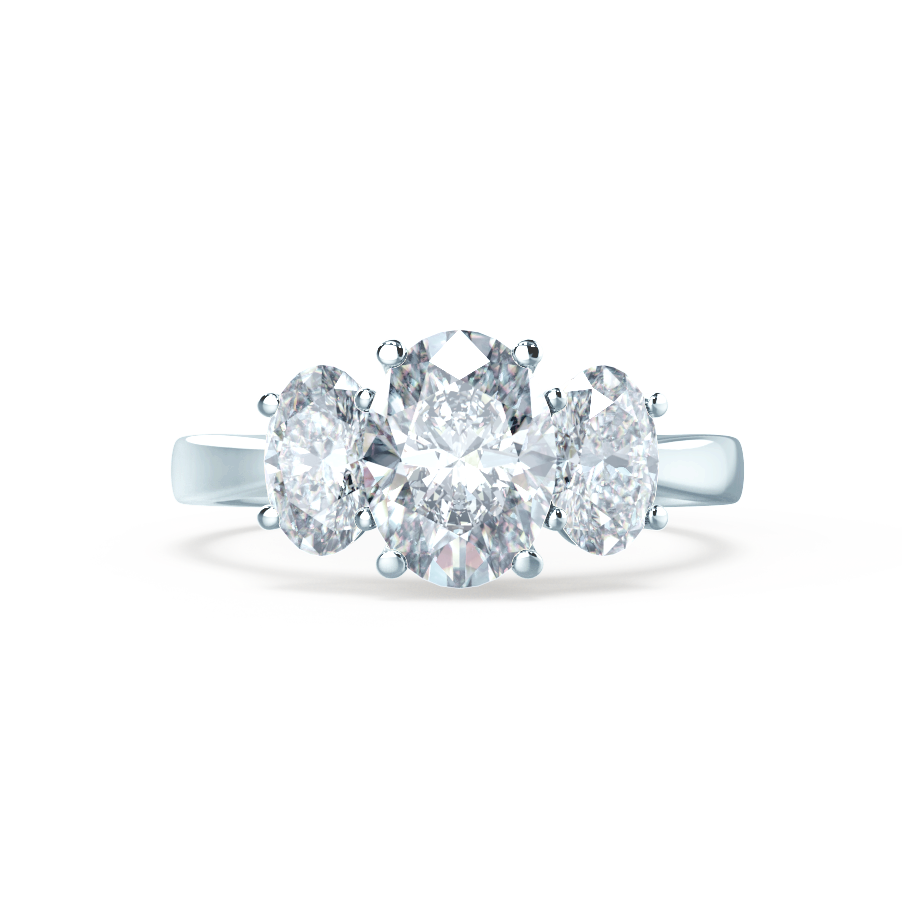 1.50 CT Oval Shaped Moissanite Three Stone Style Engagement Ring