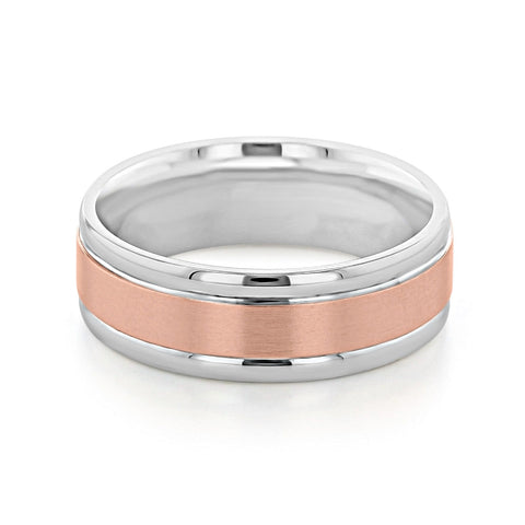 Two Tone Brushed Finish Men's Wedding band