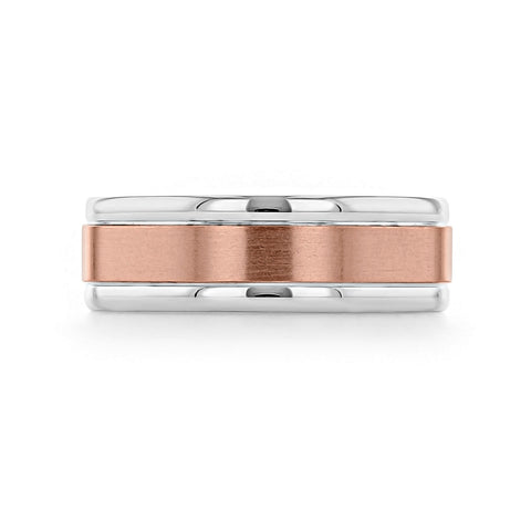 Two Tone Brushed Finish Men's Wedding band