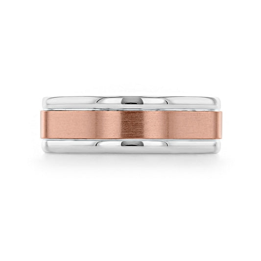 Two Tone Brushed Finish Men's Wedding band