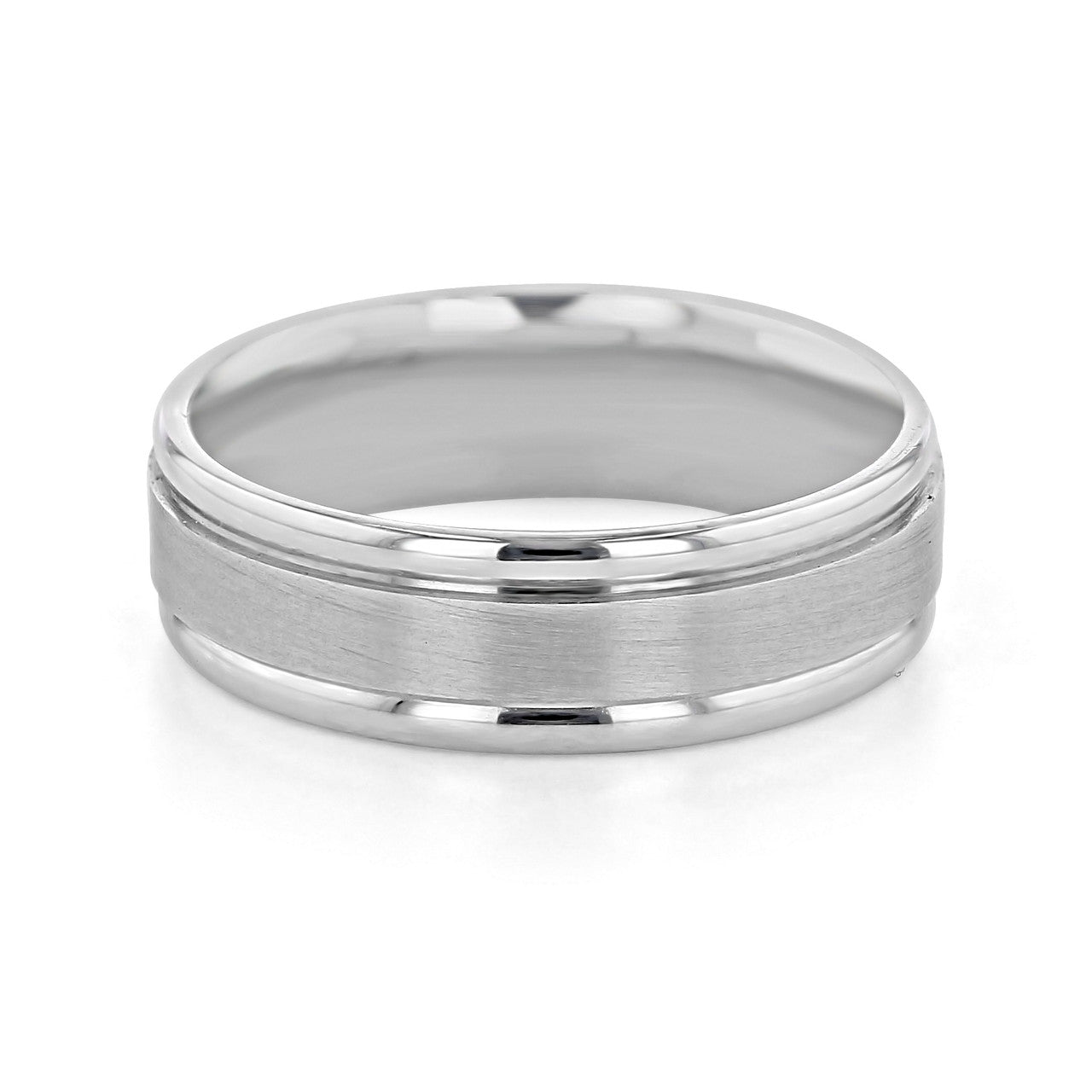 Satin-Finish White Gold Classic Men's Band