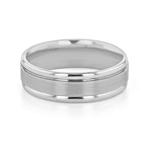 Satin-Finish White Gold Classic Men's Band