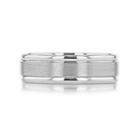 Satin-Finish White Gold Classic Men's Band