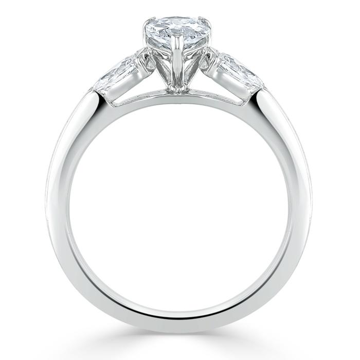 1.0 CT Pear Cut Moissanite Three Stone Engagement Ring