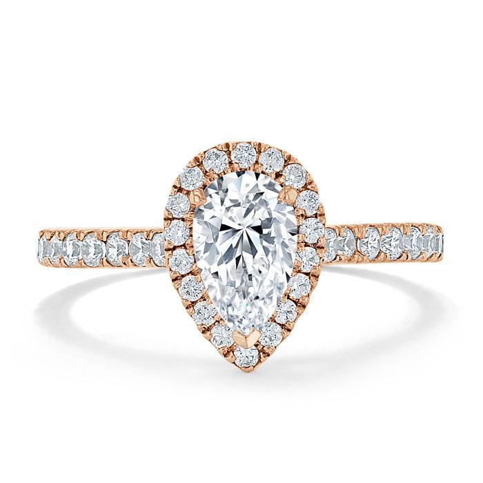 1.0 CT Pear Cut Halo Moissanite Engagement Ring With Pave Setting