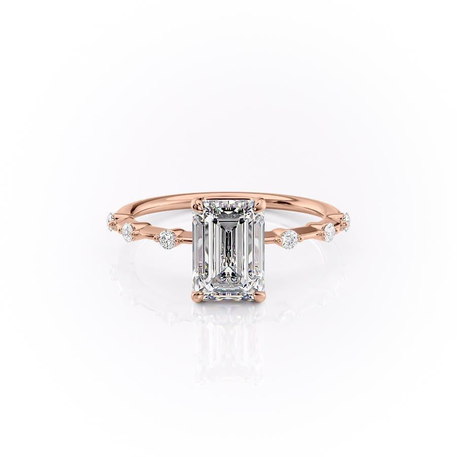 2.10 CT Emerald Cut Solitaire Dainty Style Moissanite Engagement Ring