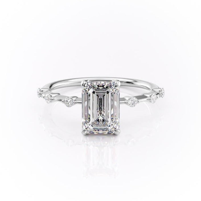 2.10 CT Emerald Cut Solitaire Dainty Style Moissanite Engagement Ring