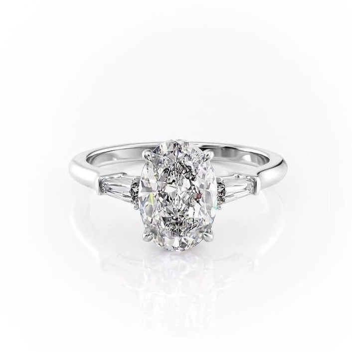 2.72 CT Oval Cut Three Stone Moissanite Engagement Ring