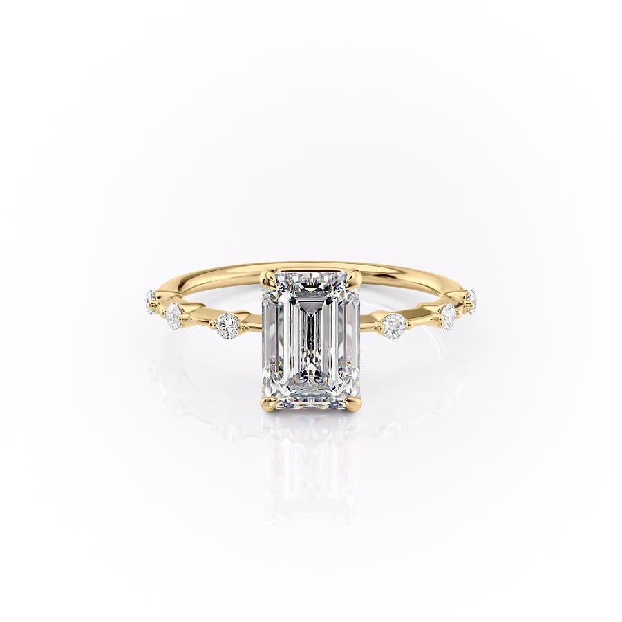 2.10 CT Emerald Cut Solitaire Dainty Style Moissanite Engagement Ring