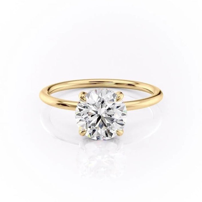 1.60 CT Round Cut Solitaire Hidden Halo Moissanite Engagement Ring