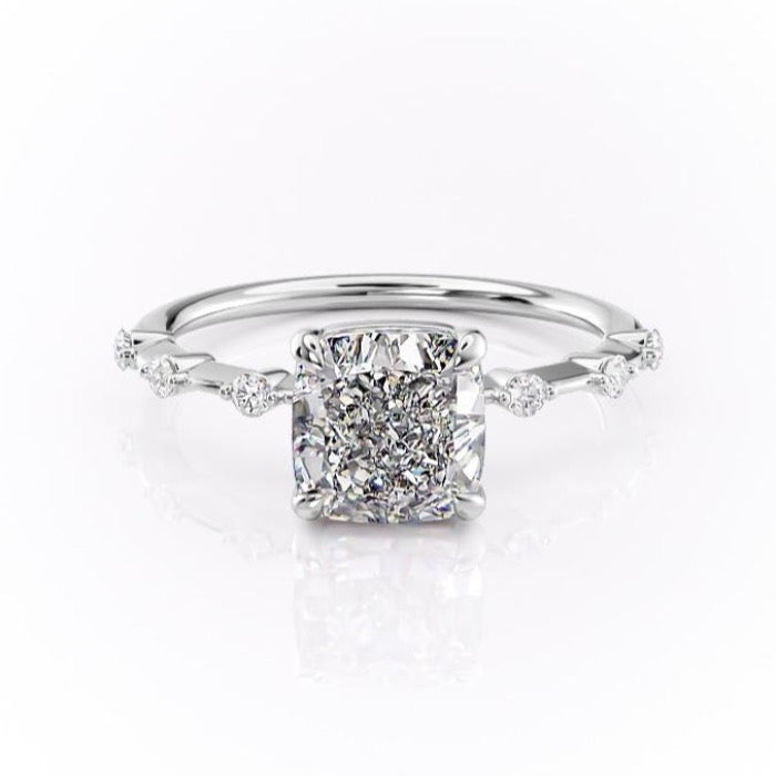 2.54 CT Cushion Cut Dainty Moissanite Engagement Ring