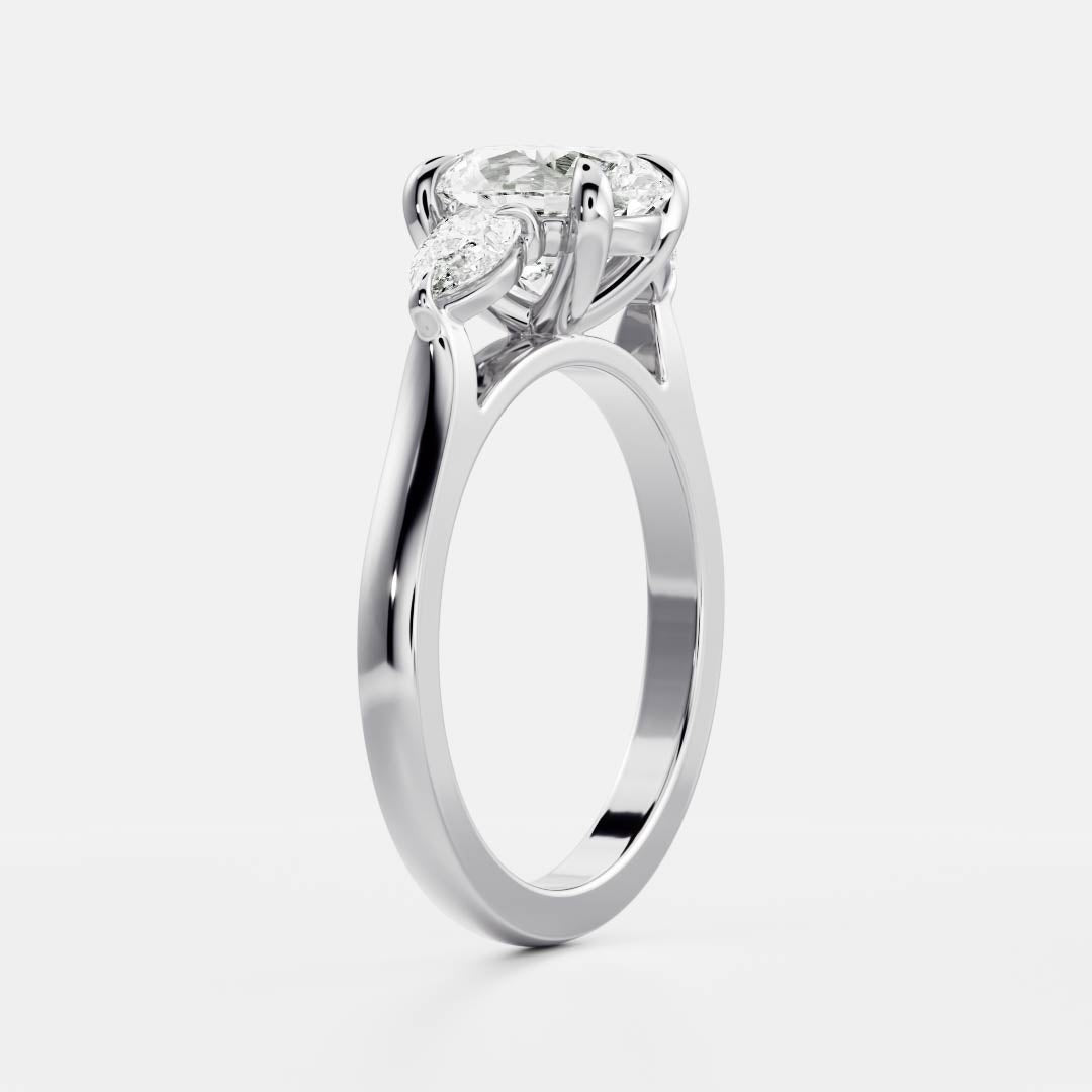 2 CT Oval: Three Stone Lab Grown Diamond Engagement Ring