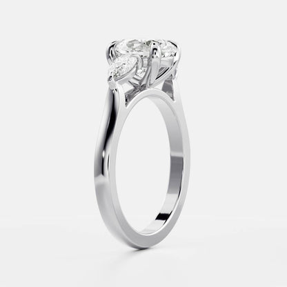 2 CT Oval: Three Stone Lab Grown Diamond Engagement Ring