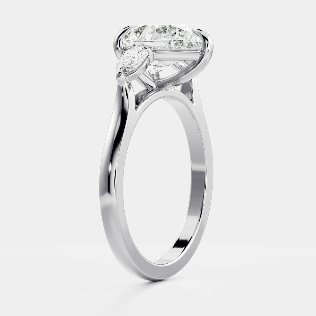 2 CT Pear: Three Stone Lab Grown Diamond Engagement Ring